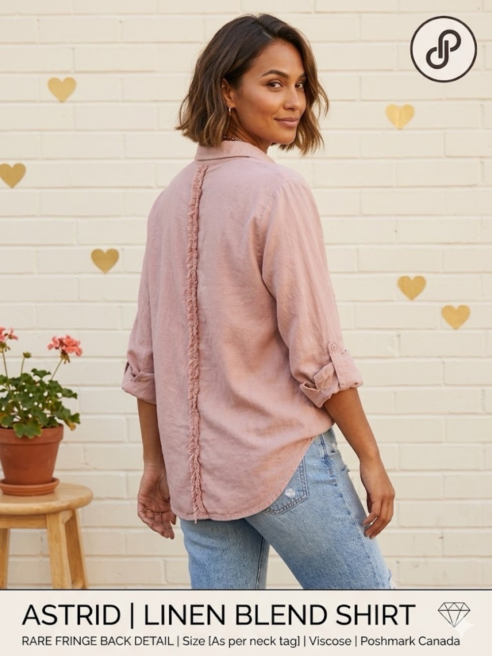 Astrid Linen Viscose Button Down | Back Fringe Detail